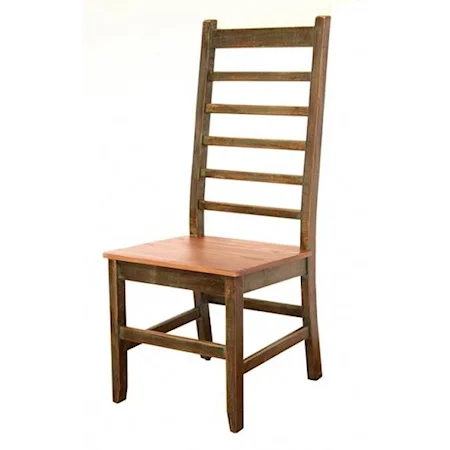 Rustic Multicolor Solid Wood Ladder Back Chair
